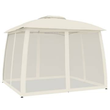 Cream Gazebo with Double Roof & Mesh Walls - 2.93x2.93m