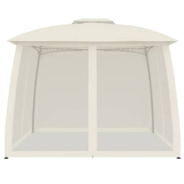 Cream Gazebo with Double Roof & Mesh Walls - 2.93x2.93m