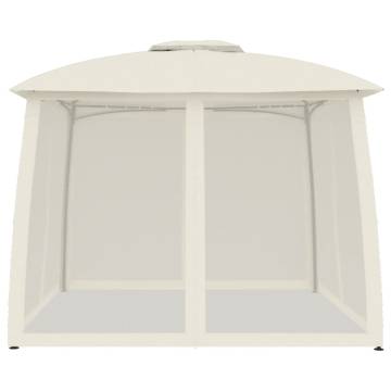 Cream Gazebo with Double Roof & Mesh Walls - 2.93x2.93m