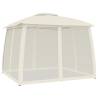 Cream Gazebo with Double Roof & Mesh Walls - 2.93x2.93m