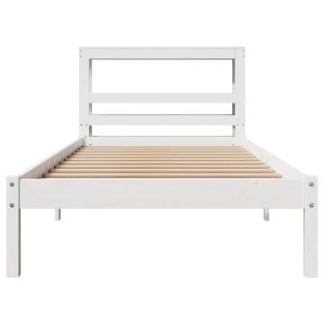 Single Solid Wood Pine Bed Frame with Headboard - 90x190 cm