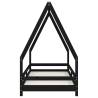 Kids Bed Frame Black 90x200 cm - Solid Pine Wood Design