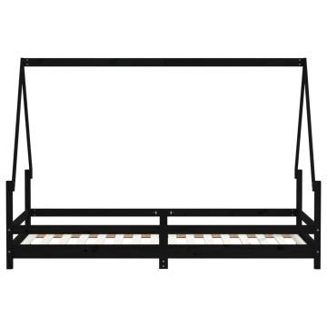 Kids Bed Frame Black 90x200 cm - Solid Pine Wood Design