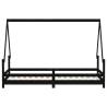 Kids Bed Frame Black 90x200 cm - Solid Pine Wood Design