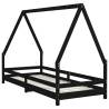 Kids Bed Frame Black 90x200 cm - Solid Pine Wood Design