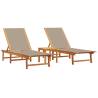 Sun Loungers 2 pcs with Table - Taupe Acacia & Textilene