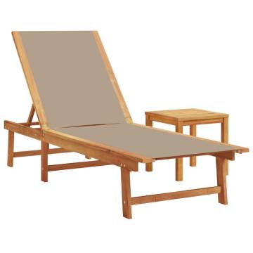 Sun Loungers 2 pcs with Table - Taupe Acacia & Textilene