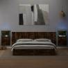 Sturdy Bed Headboard with Cabinets - Smoked Oak 240 cm