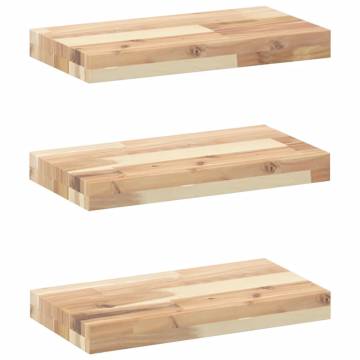 3 pcs Floating Shelves - Untreated Solid Wood Acacia 60x20x4 cm