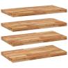 Floating Shelves Set of 4 | Solid Acacia Wood | 60x40 cm