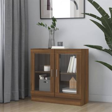 Brown Oak Vitrine Cabinet - Stylish Storage Solution | HipoMarket