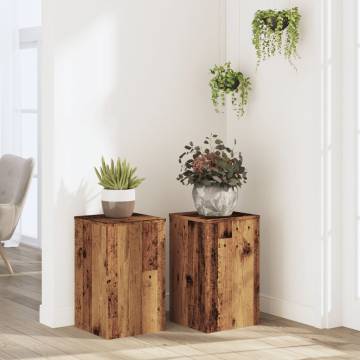 Plant Stands 2 pcs Old Wood | Durable & Stylish 30x30x50 cm