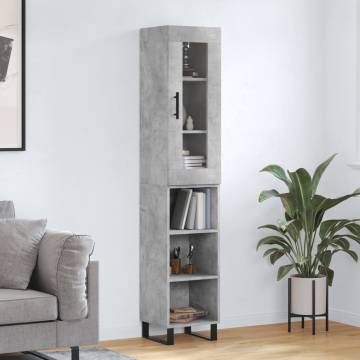 Stylish Highboard in Concrete Grey - 34.5x34x180 cm