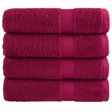 Premium Hand Towels SOLUND 4pcs Bordeaux 50x100cm - Soft & Durable