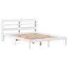 White Bed Frame with Headboard 140x200 cm - Solid Pine Wood