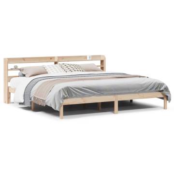 Solid Wood Pine Bed Frame with Headboard 200x200 cm