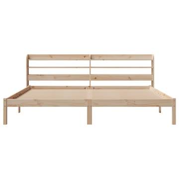 Solid Wood Pine Bed Frame with Headboard 200x200 cm