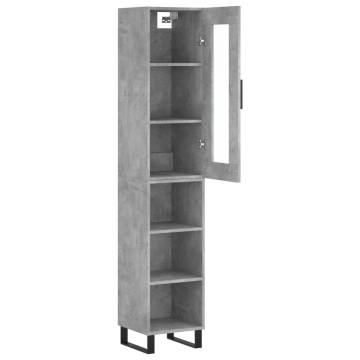 Stylish Highboard in Concrete Grey - 34.5x34x180 cm