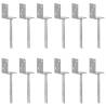 Durable Fence Anchors | 12 pcs Silver Galvanised Steel 8x6x30 cm