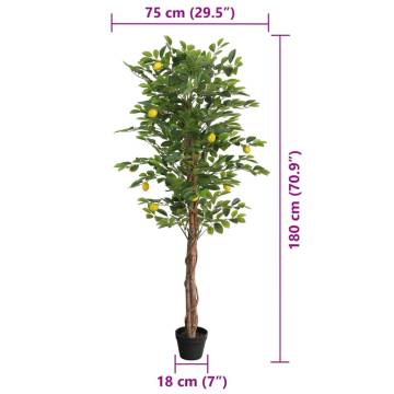 Artificial Lemon Tree 180 cm with 3 Trunks - Hipomarket UK