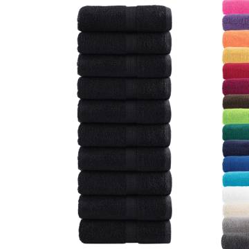 Premium SOLUND Guest Towels 10 pcs Black 30x50 cm 600 gsm