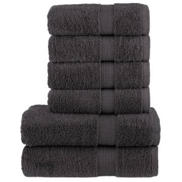 6 Piece Premium Towel Set SOLUND Anthracite - 600 gsm Quality