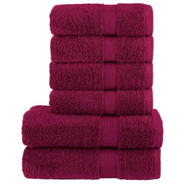 6 Piece SOLUND Bordeaux Towel Set - Premium 600 GSM Quality