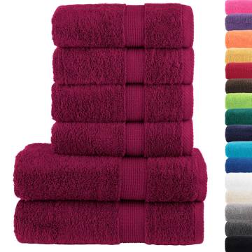 6 Piece SOLUND Bordeaux Towel Set - Premium 600 GSM Quality