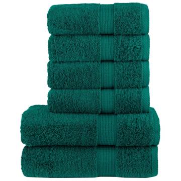 6 Piece Premium Towel Set SOLUND Green - 600 gsm Softness