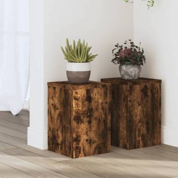 Plant Stands 2 pcs in Smoked Oak - Durable & Stylish | HipoMarket