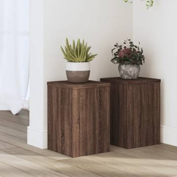 Plant Stands 2 pcs Brown Oak - Durable Engineered Wood