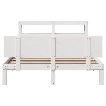 White Bed Frame with Headboard - 120x200 cm Solid Pine Wood