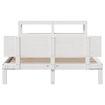 White Solid Wood Bed Frame with Headboard 140x200 cm