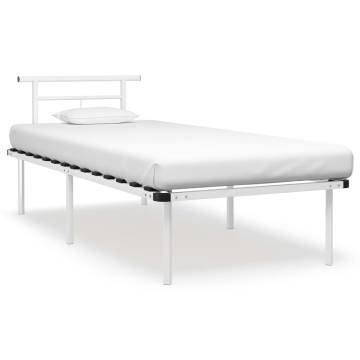 Elegant White Metal Bed Frame 90x200 cm - Hipo Market