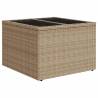 Beige Garden Table with Glass Top - 55x55 cm Poly Rattan