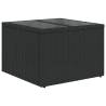 Garden Table with Glass Top - Black Poly Rattan 55x55x37 cm