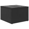 Garden Table with Glass Top - Black Poly Rattan 55x55x37 cm