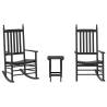 Comfortable Rocking Chairs Set with Foldable Table - Black Wood