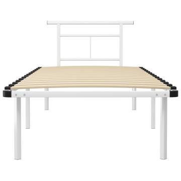 Elegant White Metal Bed Frame 90x200 cm - Hipo Market