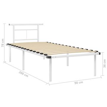 Elegant White Metal Bed Frame 90x200 cm - Hipo Market