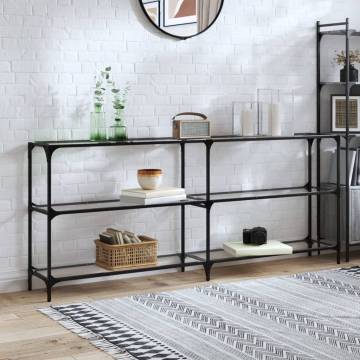 Stylish Console Table with Glass Top - 194.5x30x81 cm