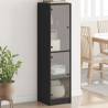 Elegant Highboard with Glass Doors - Black 35x37x142 cm