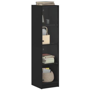 Elegant Highboard with Glass Doors - Black 35x37x142 cm