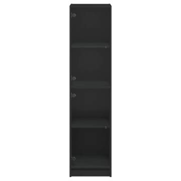 Elegant Highboard with Glass Doors - Black 35x37x142 cm