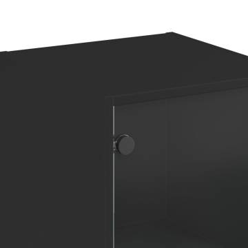 Elegant Highboard with Glass Doors - Black 35x37x142 cm