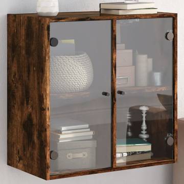 Elegant Wall Cabinet with Glass Doors in Smoked Oak - 68x37x68.5 cm