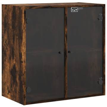 Elegant Wall Cabinet with Glass Doors in Smoked Oak - 68x37x68.5 cm