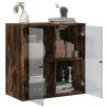 Elegant Wall Cabinet with Glass Doors in Smoked Oak - 68x37x68.5 cm