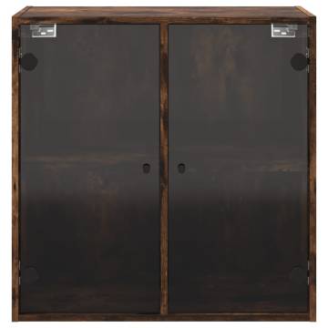 Elegant Wall Cabinet with Glass Doors in Smoked Oak - 68x37x68.5 cm