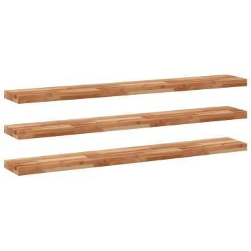 Floating Shelves Set of 3 | Solid Acacia Wood 160x20x4 cm